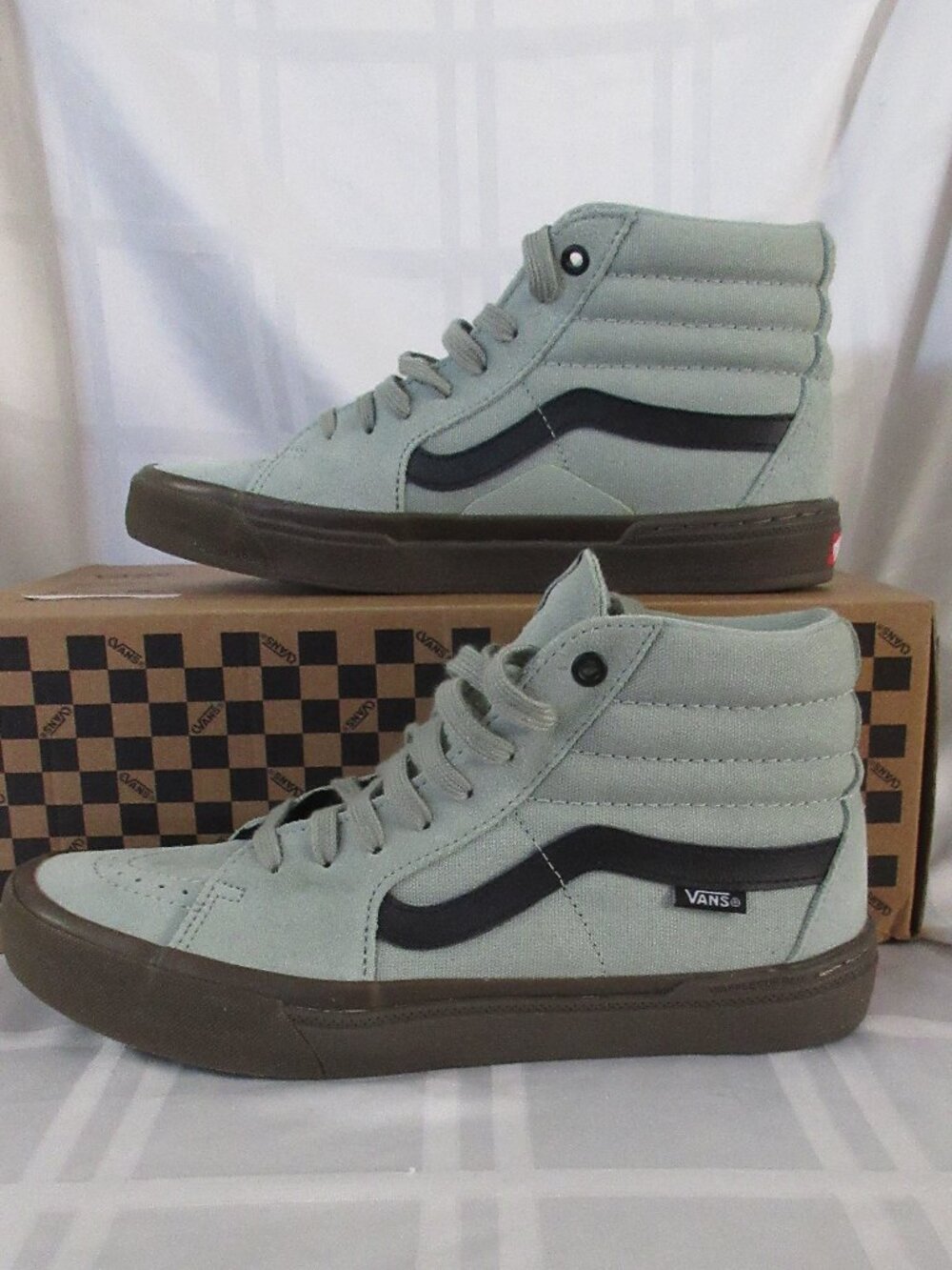 Vans High-Top Sneakers in Sage Green with Black Side Stripe